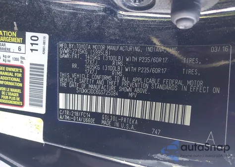 2016 Toyota Sienna Le 8 Passenger из США, поврежденный, VIN 5TDKK3DC6GS725084